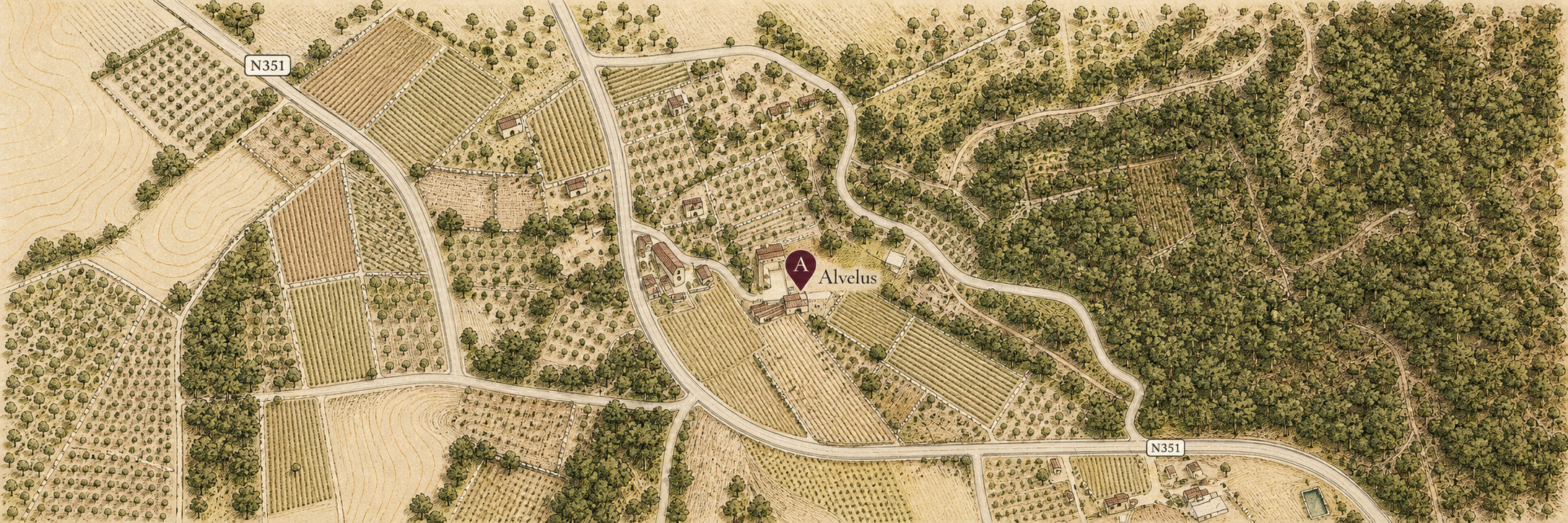 Mapa ilustrado da localização da Alvelus